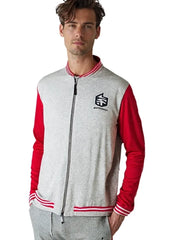 unisex grey and red jacket, sporty and fashionable