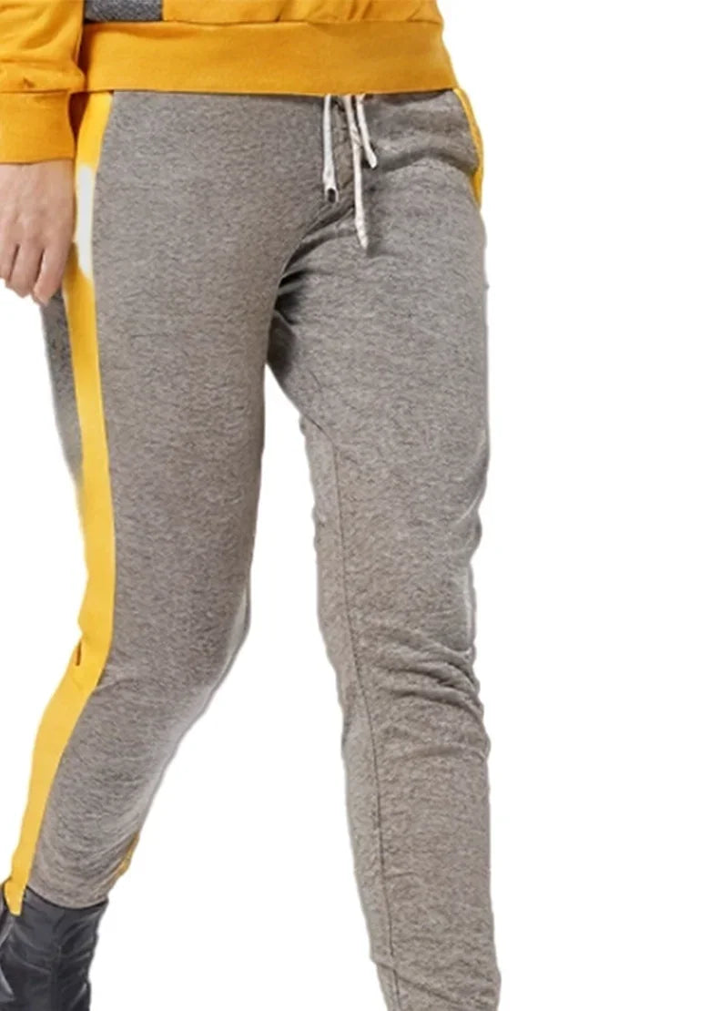 unisex grey and yellow lowers, lightweight and breathable